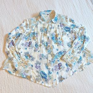Free people floral button down, long sleeve, lightweight top, size small